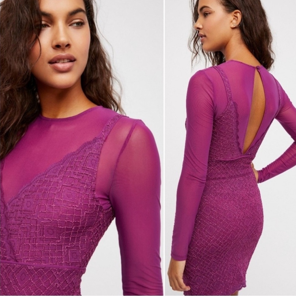 NWOT Free People Jeanne Long Sleeve Bodycon Dress